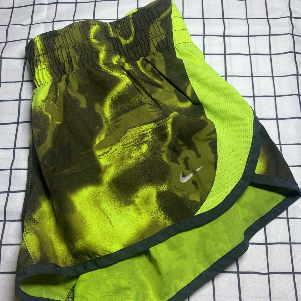 Neon/ Army Green NIKE Athletic DRI-FIT Shorts